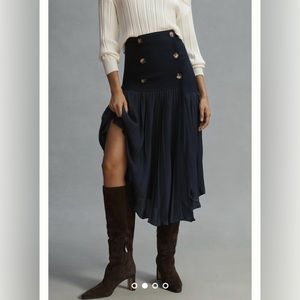 By Anthropologie Trench Pleated Midi Skirt